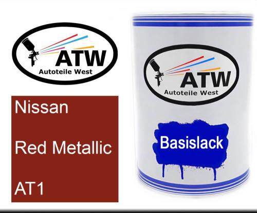 Nissan, Red Metallic, AT1: 500ml Lackdose, von ATW Autoteile West.